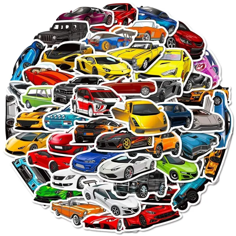 50pcs Self-Adhesive Car Stickers Pack - Waterproof Automotive Vinyl Decals (Size Approx 1-2"), Suitable for Laptops, Bottles, Car Exterior Accessories, Decal For Cars, Automotive Vinyl Decal