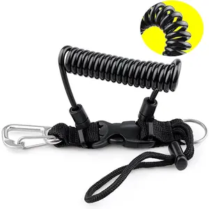 Durable Stainless Steel Spring Coiled Scuba Diving Lanyard with Quick Release Metal Buckle for Camera