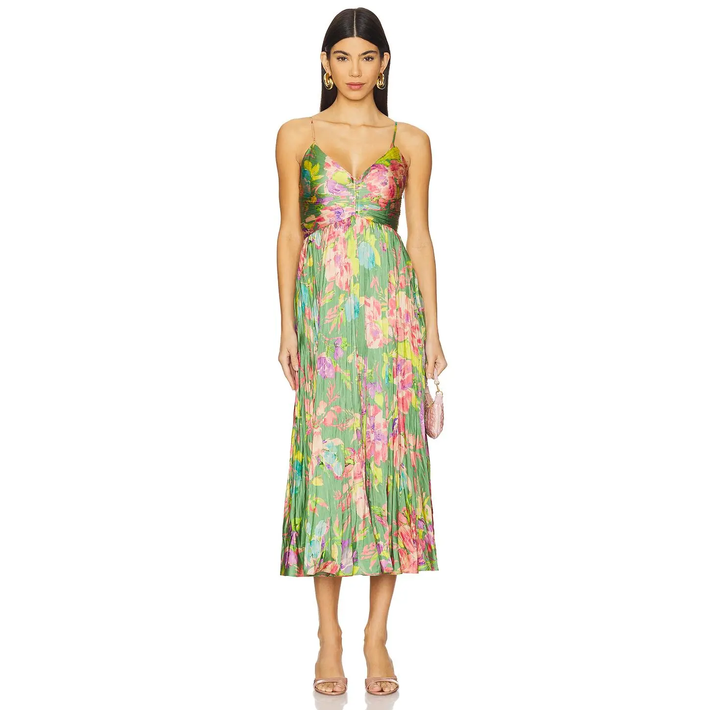 ASTR the Label Maeve Dress in Green Pink Floral