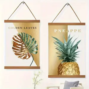 Magnetic Hanging Poster Frame, Wooden Frame, Simple Natural Style Photo Canvas Holder, Wall Mount No Drilling Display Rack, Home Living Room Study Decor, Picture Frame, Wood Frames