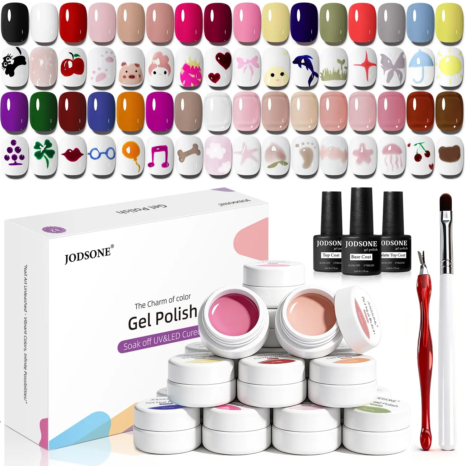 JODSONE 32 Colors Solid Paint Nail Art Gel Polish Set painting Drawing Gel Nail Polish for DIY Nails Art Design