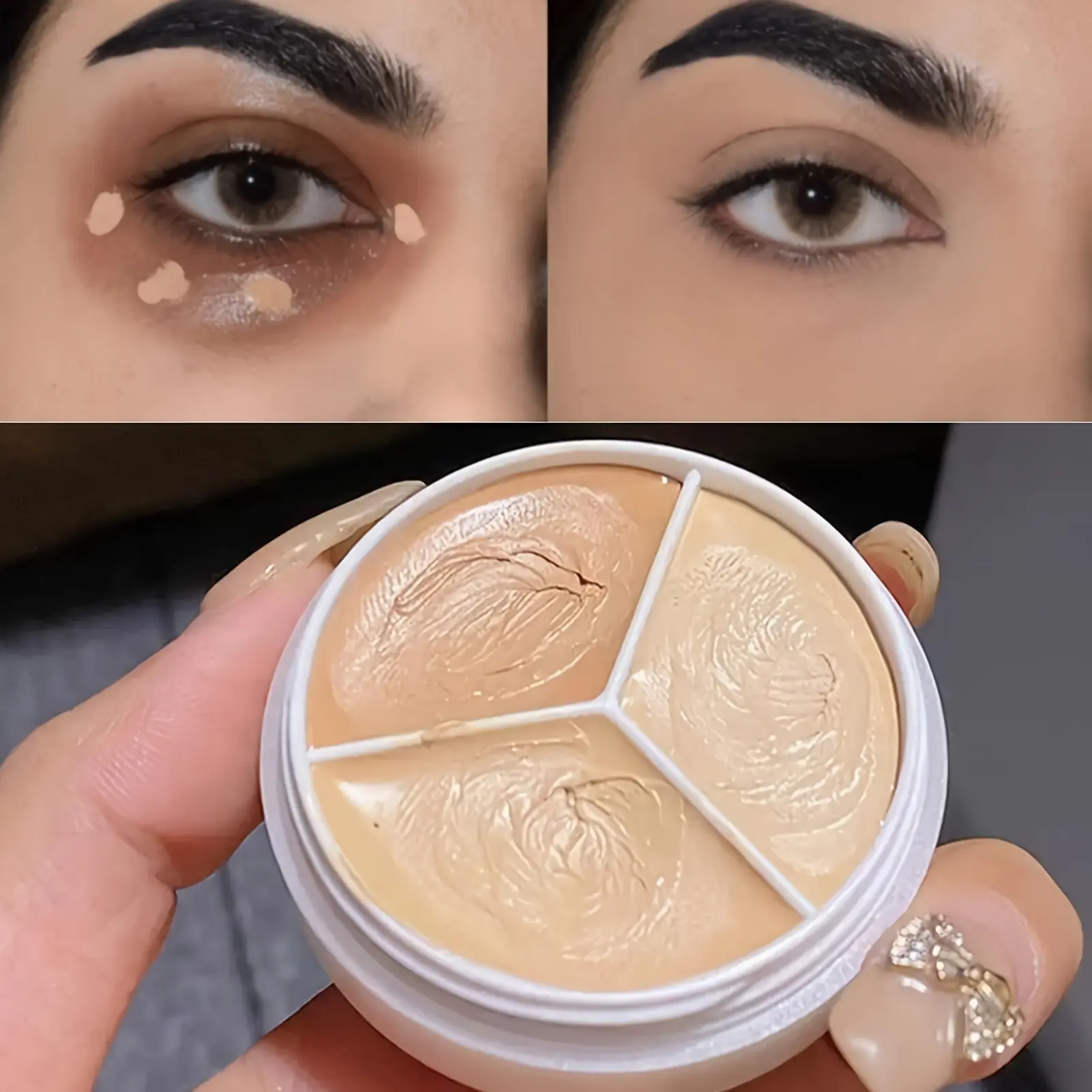 3-Color Concealer Palette, Hydrating Concealer, Matte Finish, Coverage, Moisturizing Face Contour Balm, Waterproof Makeup Corrector, Soft Skin Tone Correction, Flawless