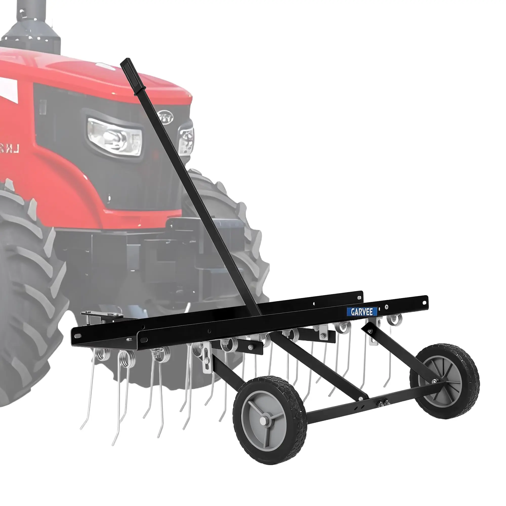 GAOMON Tow Behind Lawn Rake, 48-Inch Tow Dethatcher with 24 Spring Steel Tines, Lawn Dethatcher Rake for ATV or Mower, Lawn Sweeper with Lift Handle for Garden Farm Grass, Black (with Gloves) Power Tool Heavy Duty