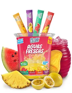 Klass Aguas Frescas Powder Drink Mix Variety Pack, 44 Zero Sugar Singles, Caffeine Free Water Flavor Packets, Mango Watermelon Pineapple Passionfruit, Natural Flavor, 5 Calories Each