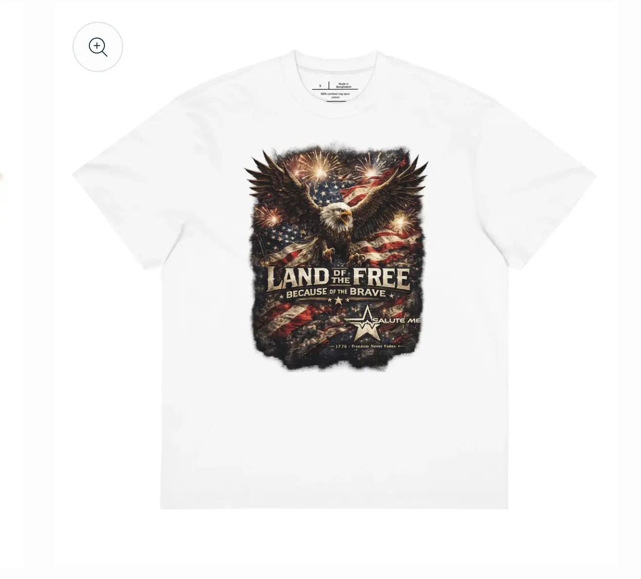 Salute Me Freedom Men's Oversized Box Tee, 100% Combed Cotton Heavyweight Streetwear T-Shirt