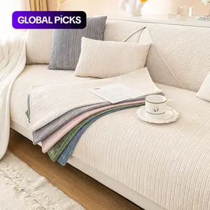 Minimalist Plain Color Chenille Sofa Cushion, Sofa Couch Covers, Anti-Slip Dustproof Pet-Resistant, Suitable for Living Room Bedroom Office Decor