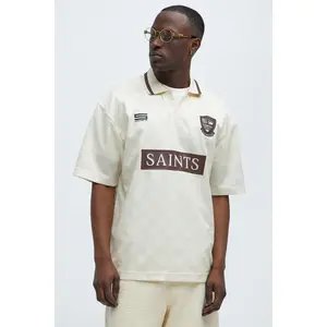 Saints Checkered Johnny Collar Soccer Jersey - Natural/Combo