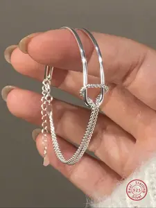 S925 Sterling Silver Double Layer Chain Bracelet, Fashionable Jewelry for Women & Girls, Trendy All-match & Exquisite Jewelry Back To School, Gifts with Box, Silver Jewelry, High Quality Bracelet, Elegant Jewelry Bracelet, Bf and Gf Bracelet