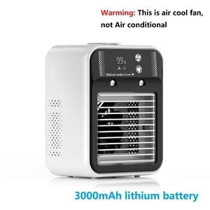 Portable Air Conditioner, Personal Portable AC with 2 Speeds & 2 Mist Modes, Rechargeable Air Cooler with 3000mAh Battery, Quiet Air Conditioner for Room Car Office Outdoor, Rechargeable Multifunctional Cooling Fan