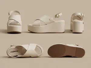 Moleca Women's Brazilian Platform Wedge Sandals - Elegant Beige Cross-Strap Buckle Walking Shoes with Wedge Heel, Height Boost, All-Day Wear for Summer