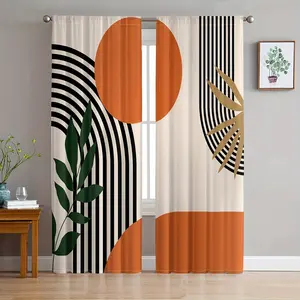 2pcs, abstract geometric square digital printed living room decorative curtains,Light Filtering, Room Divider, Abstract Design, Geometric Pattern, Durable Weave, Fabric, Stylish Window Coverings, Printed Window Panels, Stylish Interiors, Apartment Living