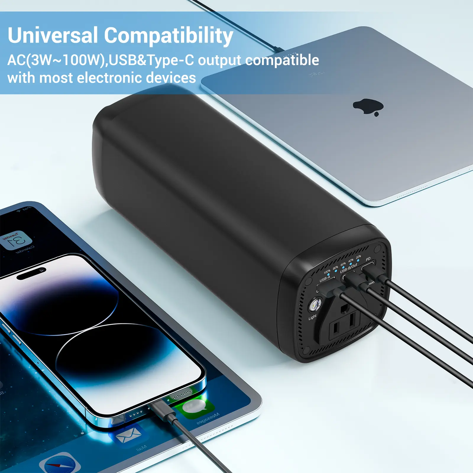 116Wh/31200mAh AC Outlet Portable Power Bank: 120W Laptop Charger with 65W PD USB - C, Ideal for Travel & Outdoor Use