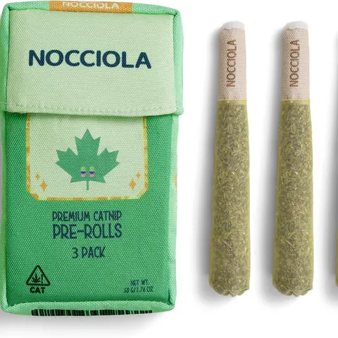 Nocciola 3-Pack Plush Cat Toy Set, Elongated Cigarette Shape with Cartoon Print, 100% Premium Cat Herb Filling, Kitten-Safe Chew, Gentle on Teeth Safe Teething Relief, Natural Stimulation