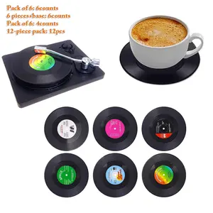 Vintage Vinyl Record Coasters, Heat-Resistant CD-Shaped Drink Mats, Tableware, Perfect for Coffee & Tea Cups, Unique Home Decor Gift Idea, Heat Resistant Placemat