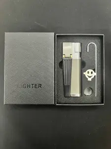 (Butane Gas NOT Contained) Cool Foldable Metal Lighter with gift box,Refillable Lighter, Durable Lighter,Adjustable Flame,Cool Lighter,Ideal Gift for Boyfriend,Husband,Friends
