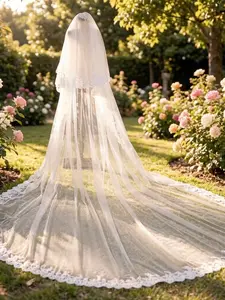 New Bridal Veil with Lace Trim, Ideal for Wedding Travel Photography, Elegant Wedding Dress Accessory, Stunning Headpiece, Super Ethereal Design, Wedding Veils
