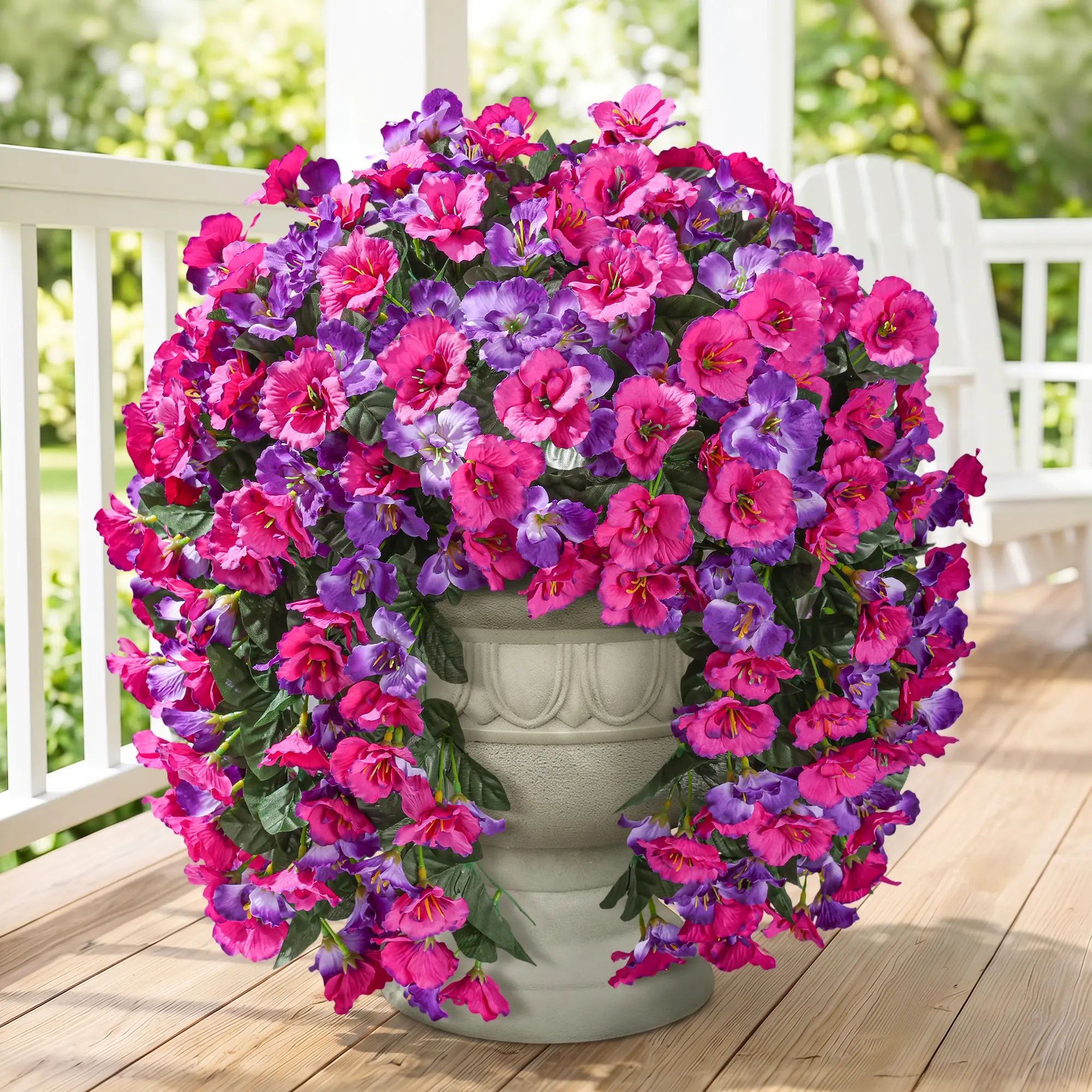 Ivydale Hibiscus Artificial Fake Hanging Flowers Plants for Outdoor Spring Decoration, 2PCS UV Resistant Faux Hibiscus Silk Flowers Realistic Look Real for Planters Outside Porch Patio Yard