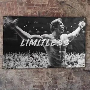 The Governator Poster Limitless 3x5 Flag Gym Motivation Fitness Poster Durable CoolTapestry Man Cave Wall Decor with Metal Grommets for College Dorm Room
