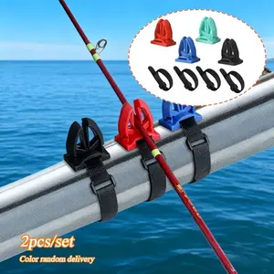 2-Piece Fishing Rod Holder Set (1 Stand + 1 Strap), Adjustable Strap, Abs Material, Portable Design, Quick Installation for Bridges and Boats