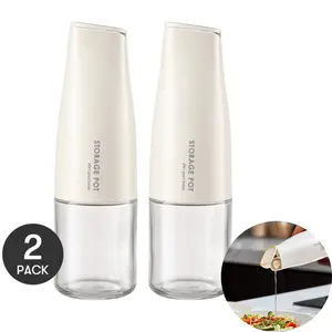 KAWASIMAYA 2-Pack Automatic Open Close Glass Oil Dispenser Bottle, Leak-Proof Soy Sauce Vinegar Cruet, White 500ml
