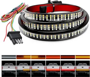 Nilight Truck Tailgate Light Strip 48" Triple Row 360 LED Strip with Red Running Brake Lights White Reverse Light Amber Turning Signals Strobe Tail Light Strip  dealsforyoudays