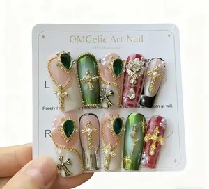 OMGelic Art Nail - Reusable Press On Nails with 10x Whiter Skin 14-Day Hold Handmade Sheet for Versatile Use