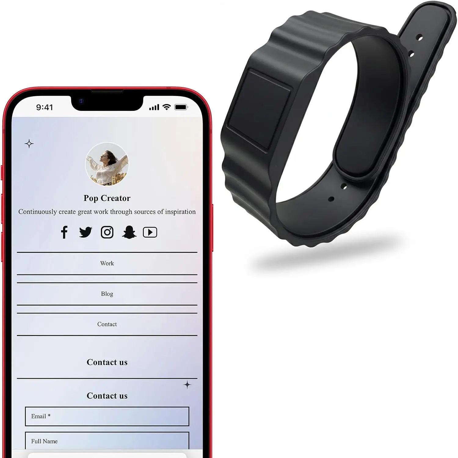 NFC Digital Business Card Wristband, Office Stationery, Instant Contact & Social Media Sharing via NFC Sharing, Compatible with iOS/Android, Suitable for Office & Campus Use