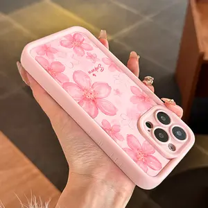 One Pink Floral Pattern Phone Case, Shockproof and Drop-Resistant Protective Cover, Full Coverage Pink TPU Case Suitable for iPhone XR 11 12 13 14 15 Series, Unique Design