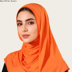 High-quality mercerized cotton solid color headscarf for women, trendy Southeast Asian style, versatile scarf, plain long scarf