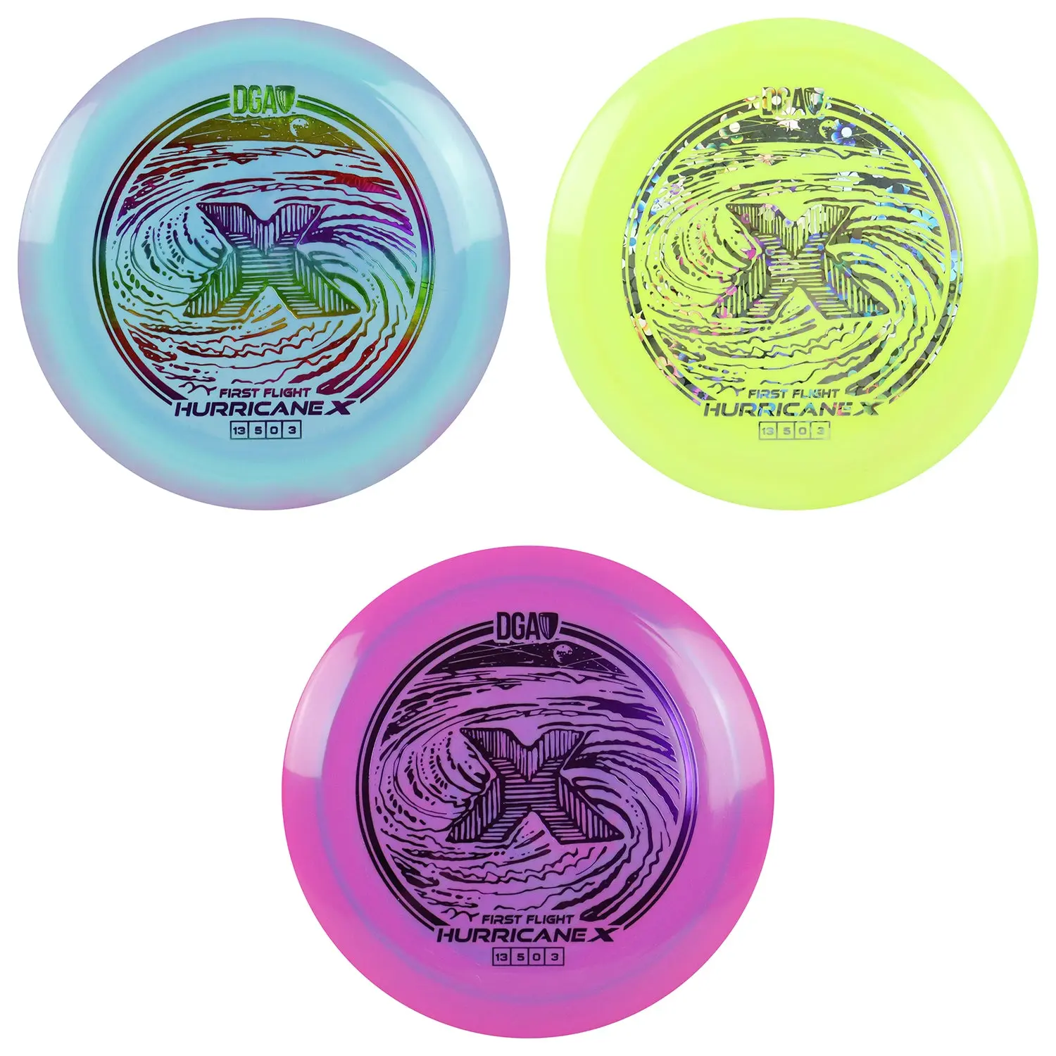 DGA Disc Golf First Flight LE Swirl Hurricane X Distance Driver