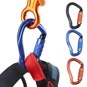 Heavy Duty 23KN Climbing Carabiner,Aluminum Alloy Triple Locking Main Hook,High Altitude Work Rappel Quickdraw Buckle Duty Safety Clip with Auto-Lock Gate 7075 Aviation Aluminum