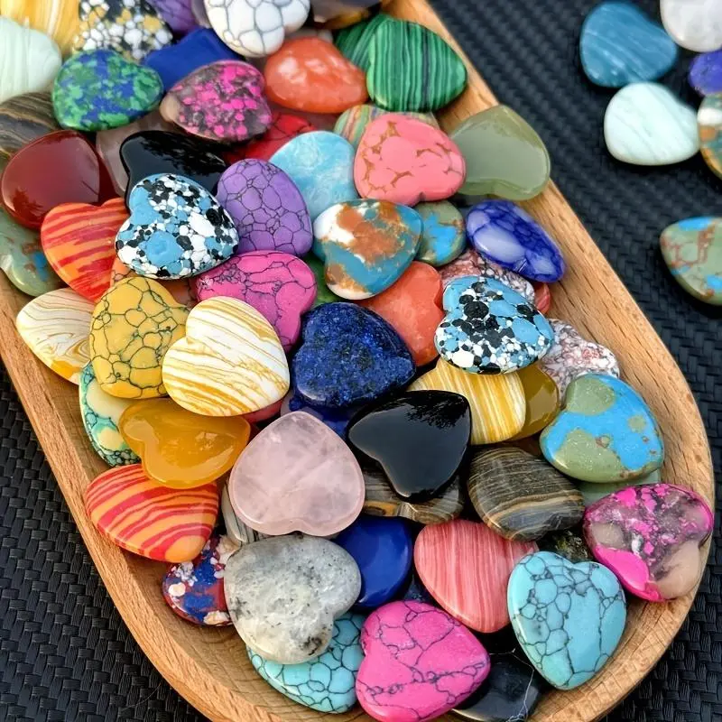 20/30pcs, multi-color heart-shaped crystal, Hand Selected Crystals, rose quartz heart-shaped crystal set - perfect Valentine's Day and Mother's Day gift, DIY jewelry decoration (random color)