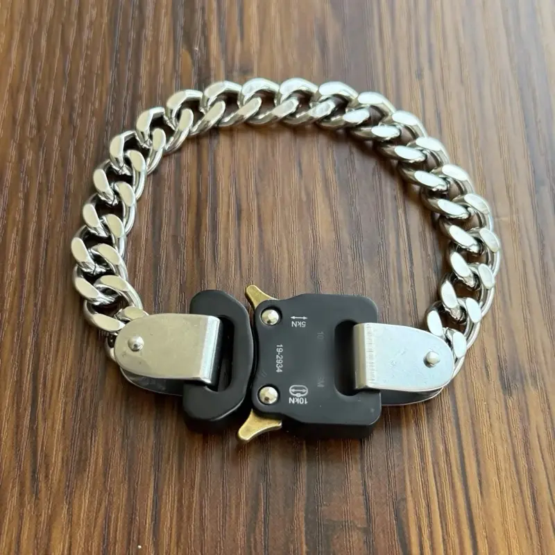 Silver Roller Coaster Buckle Bracelet - Y2K Streetwear Stainless Steel Cuff, Hypebeast Fashion Accessory