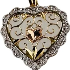 Oroconda Jewelry 14k Gold Heart Pendant with Intricate Flower Design Perfect for Valentines Day Gift Elegant and Romantic Gift Option
