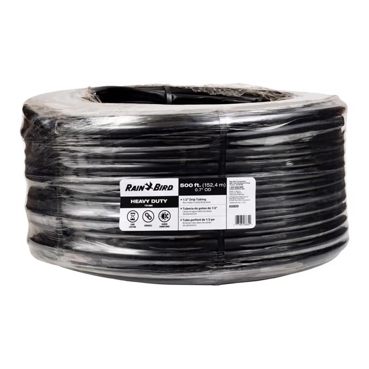 Rain Bird 0.5 in. x 500 ft. Polyethylene Drip Irrigation Tubing - 70 Max PSI Pressure, Outdoor Garden Watering Systems, Drip Irrigation Products