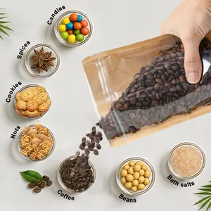 50 Vintage Kraft Paper Gift Bags with Transparent Window, Premium Packaging, Reusable Sealed Food Packaging, Resealable Packaging, Perfect for Snacks, Birthday Parties, Wedding Favors