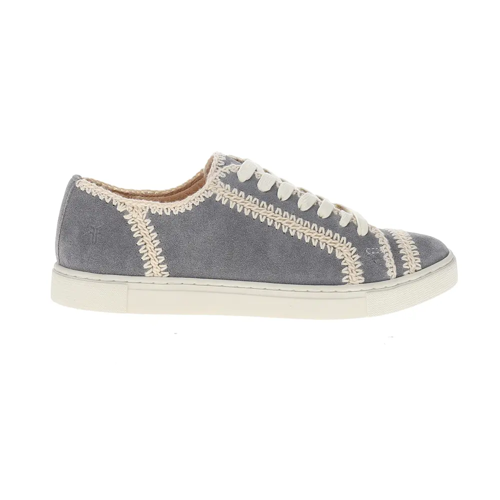 Frye Womens Ivy Crochet Low Lace Up Sneakers Shoes Casual - Grey