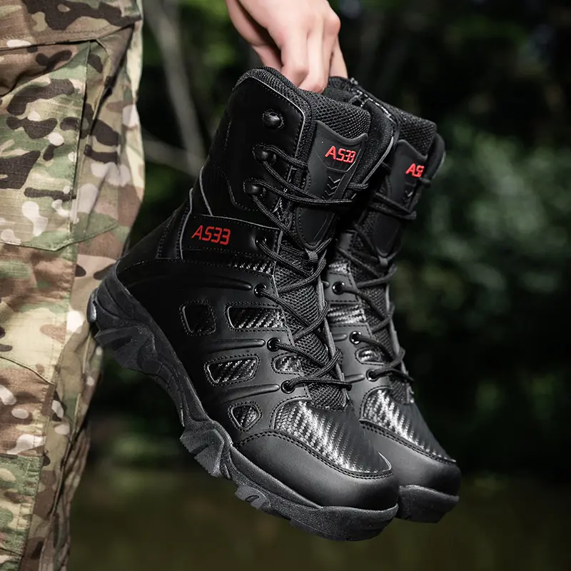 5.AA Men Combat Boots Hiking Shoes, jungle boots, duty boots, mens work boots, desert boots with Zipper, Breathable Lightweight Anti-Skid for Mountaineering Hiking Exploration Tactical All-Season Lightweight Non-Slip High Top Boots for OutdoorHuntingWork