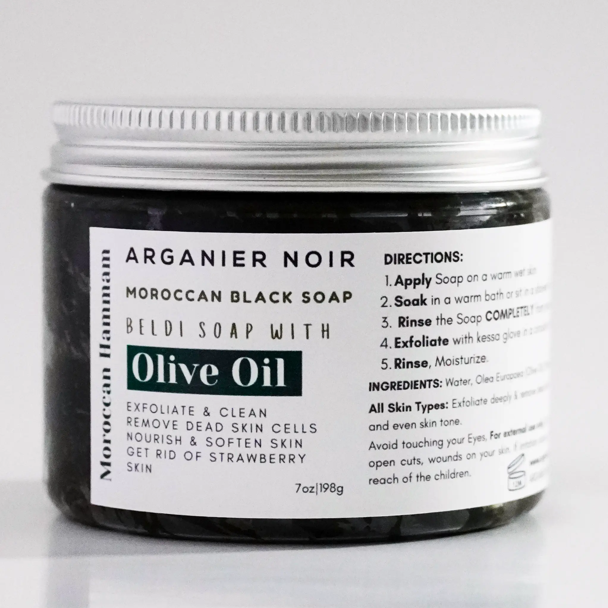 Moroccan Black Soap and kessa glove set for Moroccan Hammam home Experience Exfoliating soap