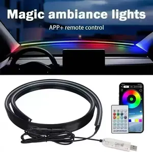 Car Surround Seal Strip RGB Fantasy Atmosphere Light APP USB Control Decoration 150cm Atmosphere Light in the Car