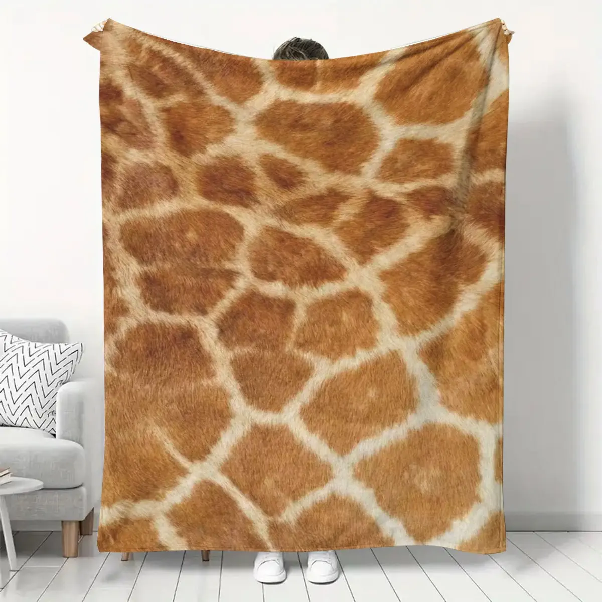 1 Piece Giraffe Print Plush Blanket, Soft, Comfortable, Warm, Smooth, Modern Style, Digital Print Polyester Knit, Suitable for Family and Friends All Year Round, Perfect Gift for Christmas and Birthdays