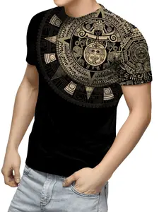 Men's 3D Printed Indian Style Colorful Casual Knit Streetwear T-Shirt, Breathable Regular Fit Round Neck for Everyday Wear, Durable Print Quality for All Seasons