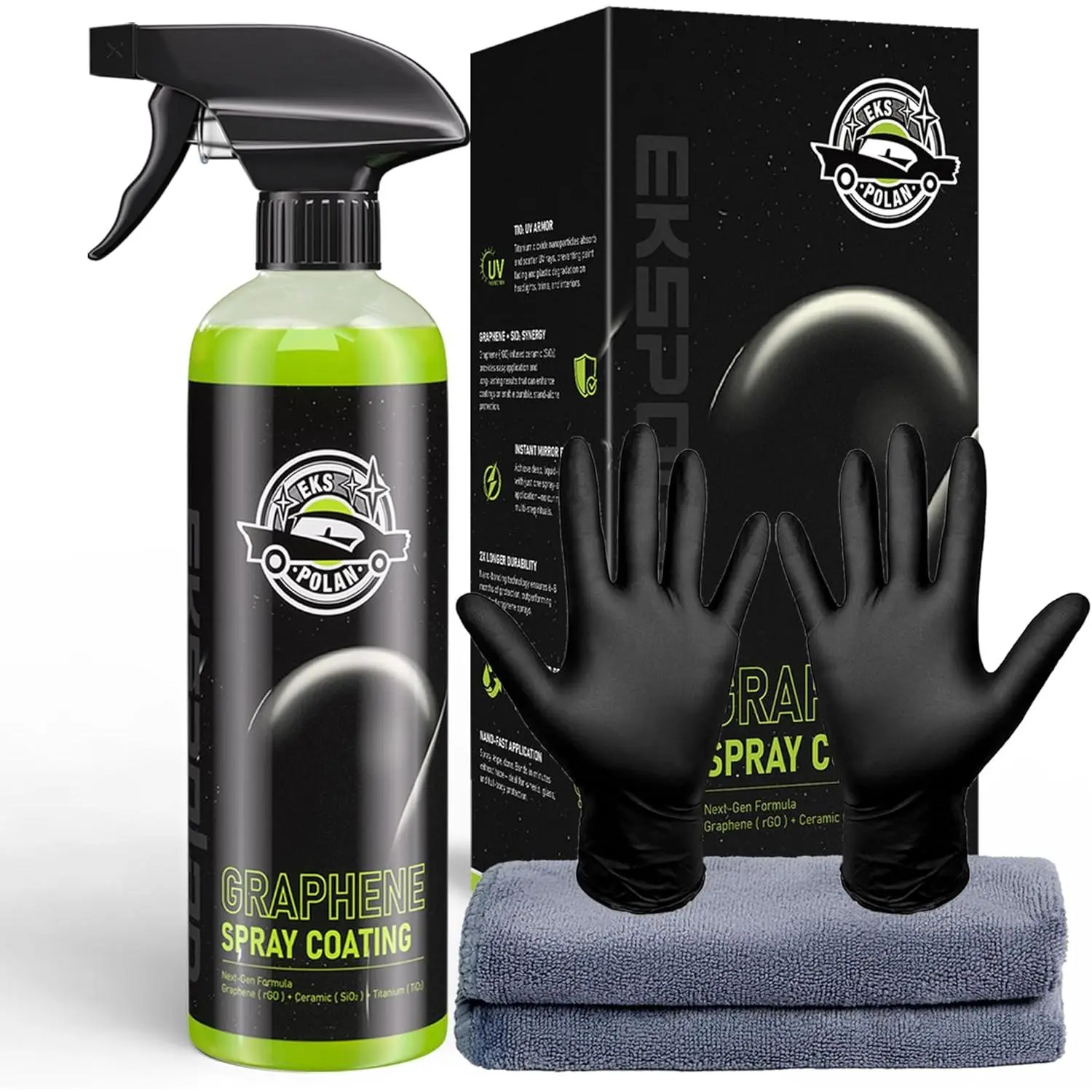 Hydrophobic Graphene Ceramic Spray Coating (16.9 Oz.) - UV Ceramic Wax Spray for Car Paint Wheels and Glass, Graphene Oxide Ceramic Top Coat Adds Extreme Gloss & Protection
