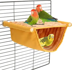 Winter Warm Bird Nest Bed Hanging Hammock Snuggle Hut Parrot House Tent Toy Bird Cage Perch for Parakeet Budgies Cockatiels Lovebird Cockatoo Finch Hamster Chinchilla Guinea Pig(Medium, Yellow) pet nest