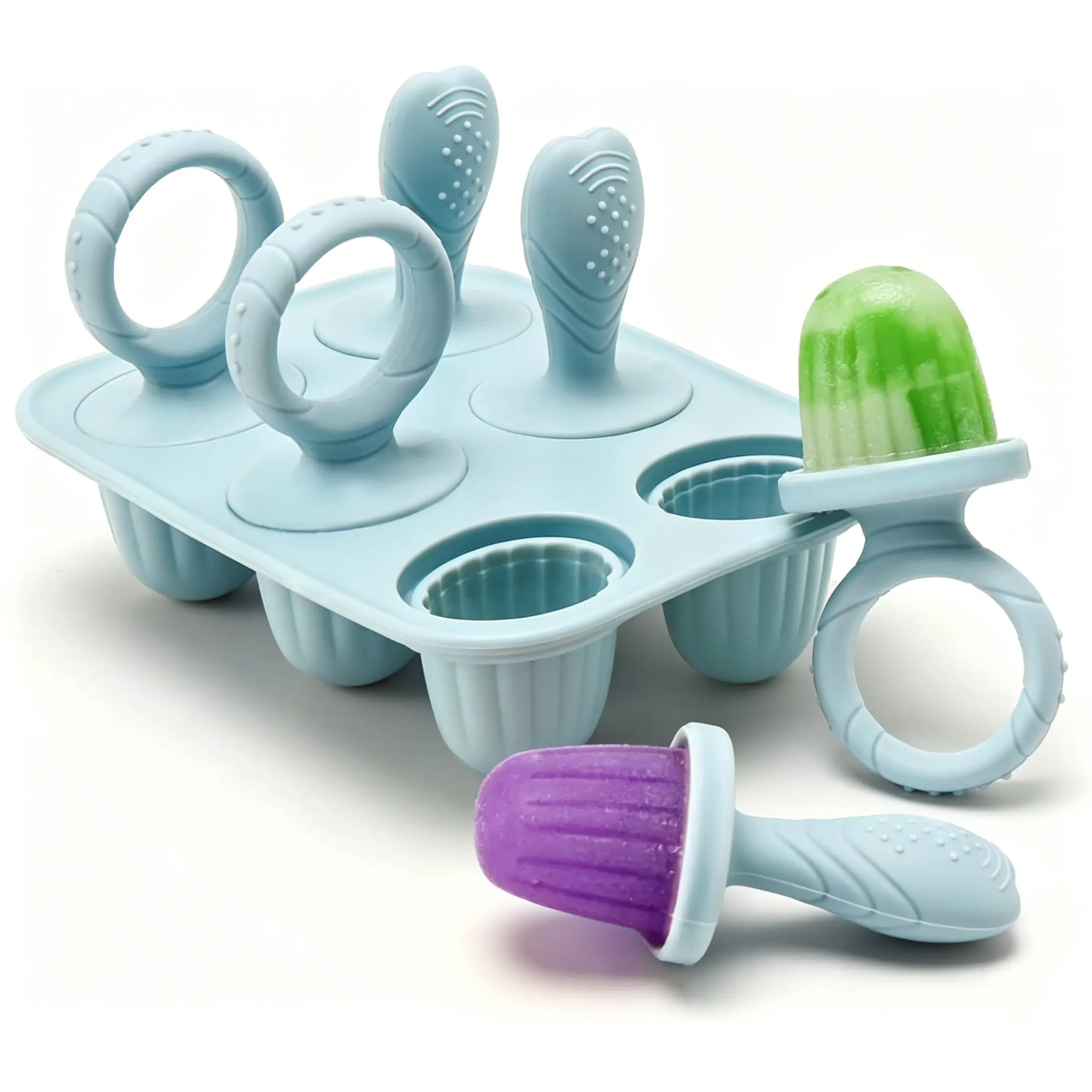 Reusable BPA-Free Food-Safe Silicone Popsicle Molds with Sticks, Lid, and Rack - Smooth Easy-Release Freezing Maker for Kids, Toddlers - Healthy DIY Fruit Yogurt Slushies Summer Kitchen Utensil, Utensils
