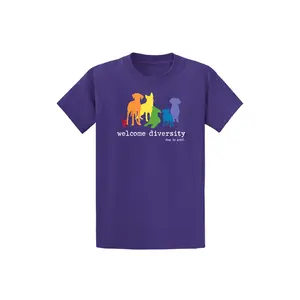 Welcome Diversity Pride Unisex T-shirt - Purple Short Sleeve Crew Neck Medium Fit Casual Dog Lover Tee