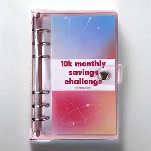 10k Monthly Money Saving Challenge Binder, 1 Count Money Saving Budget Binder with Cash Envelopes, Savings Challenges Book, 2024 School Supplies, Savings Challenge Planner