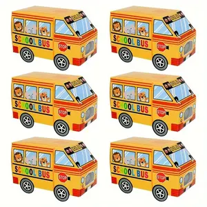 24pcs School Bus Treat Boxes, Cartoon Bus Party Favor Boxes for Kids, Cardboard Bus Goodie Bags, Back to School Decorations