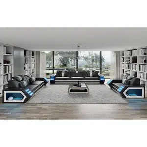 Steffi Leather Sofa Set with LED Light