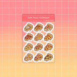 Cute Pizza Collection sticker sheet cute yummy colorful food stickers for planners, phones, laptops, water bottles